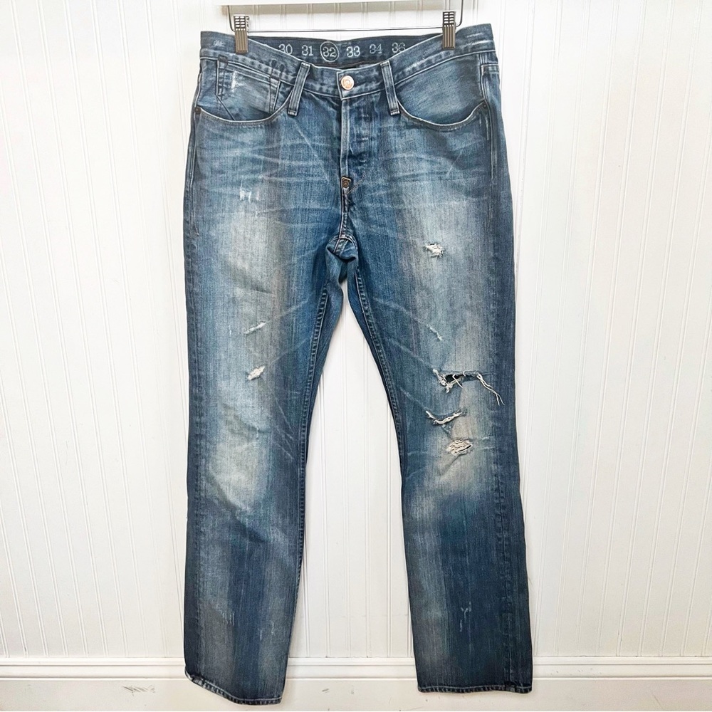 The Earnest Sewn Co Distressed Button Fly Fulton 278 Jeans Men’s Size 32